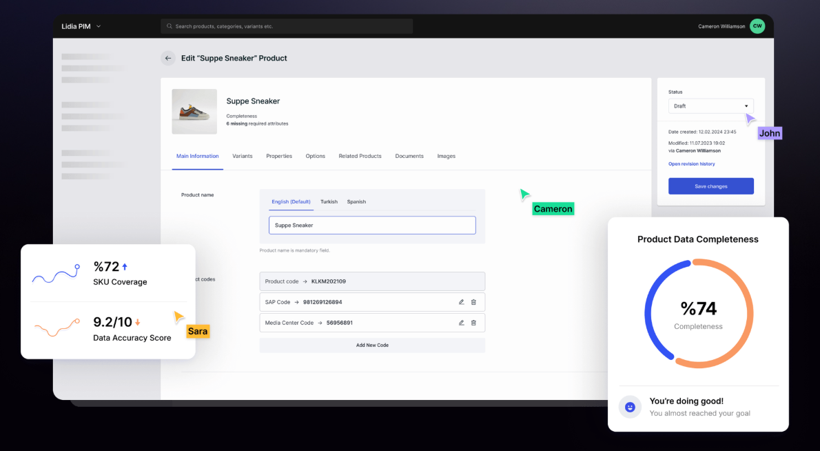 Lidia PIM Dashboard
